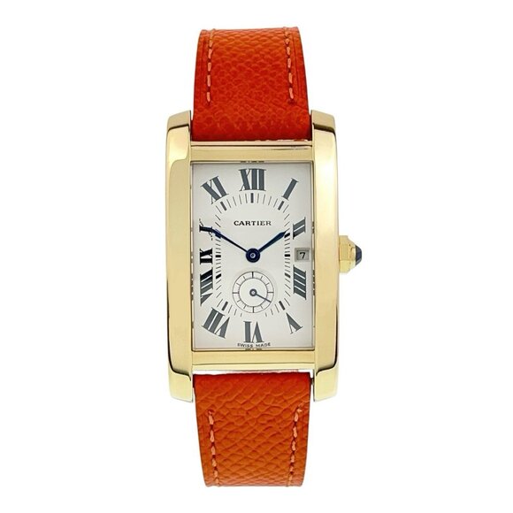 Cartier Tank Americaine 18k Yellow Gold Silver Dial 24mm Quartz Watch 8012905 - Picture 1 of 9